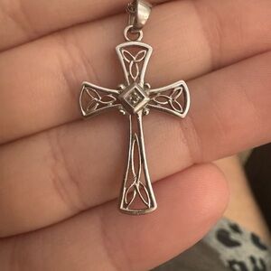 Elegant Silver Cross Pendant Necklace
